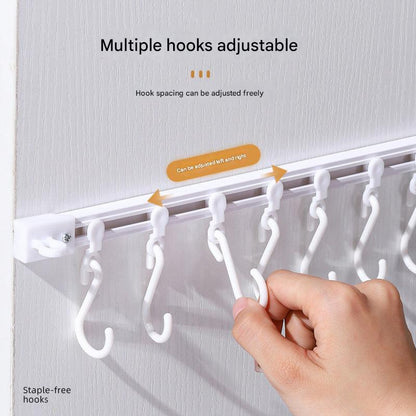 Sliding hook rack for kitchen cabinet storage