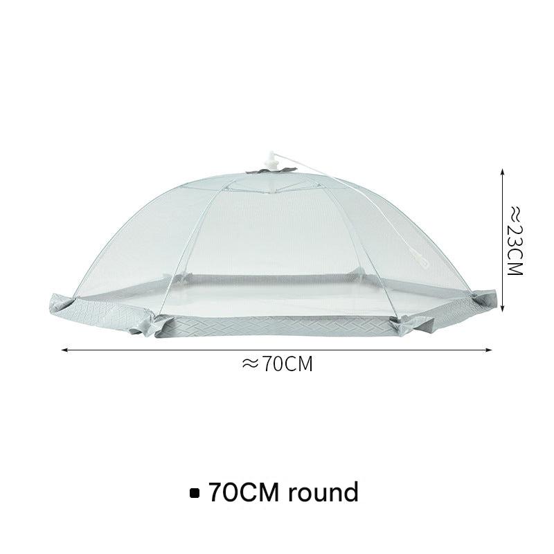 Round food cover protecting fruits and dishes from flies