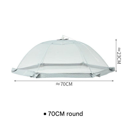 Round food cover protecting fruits and dishes from flies