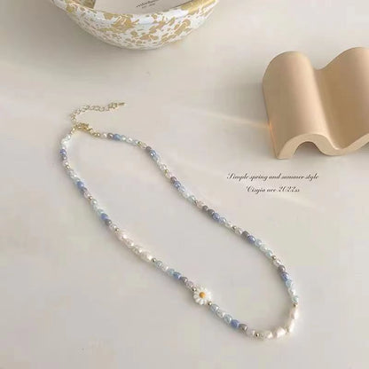 Colorful Necklace Displayed on Model