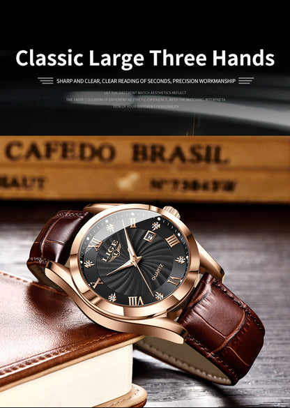 Quartz watch showcasing calendar feature