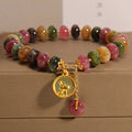 Multicolored Tourmaline Beads + Rabbit Pendant