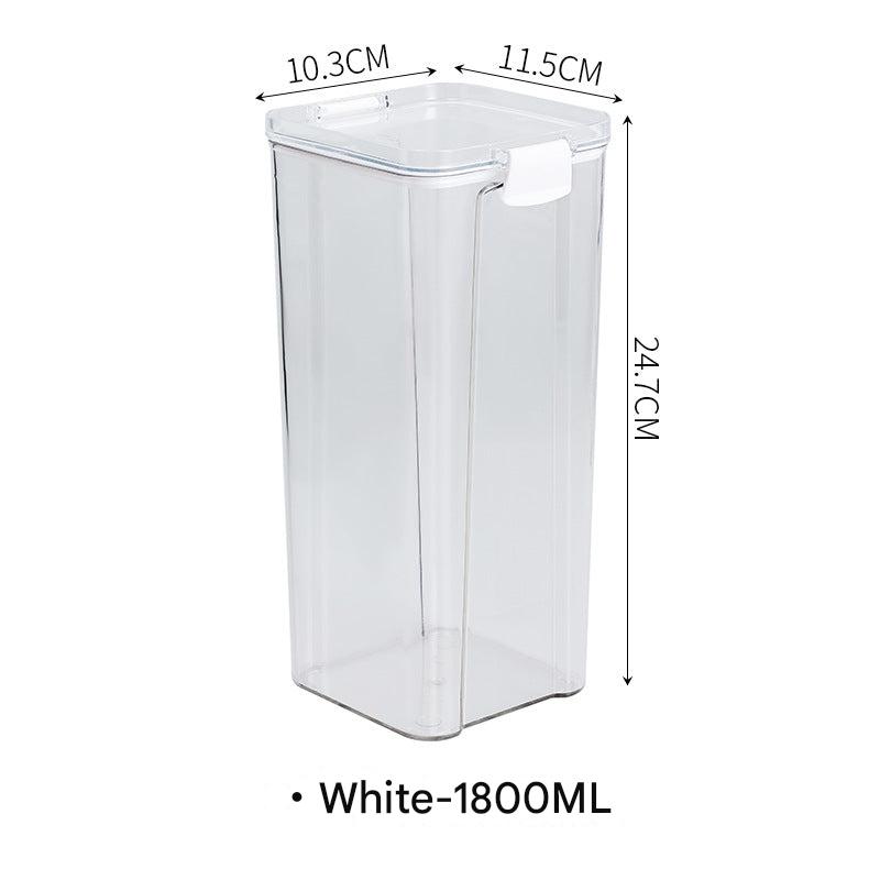 organized kitchen storage with plastic container