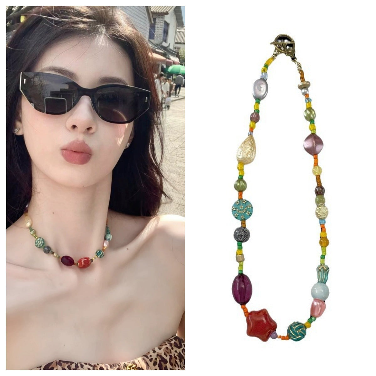 Elegant Floral Necklace on Display
