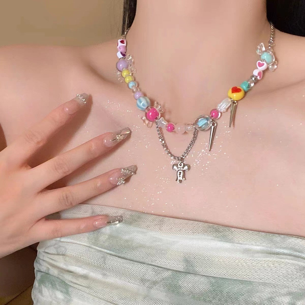 Summer Floral Necklace with Adjustable Chain