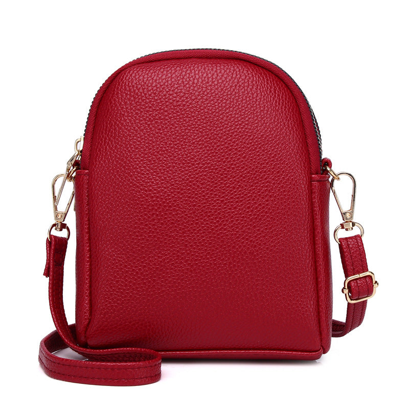 Chic Color-Block Mini Round Bag open zippers