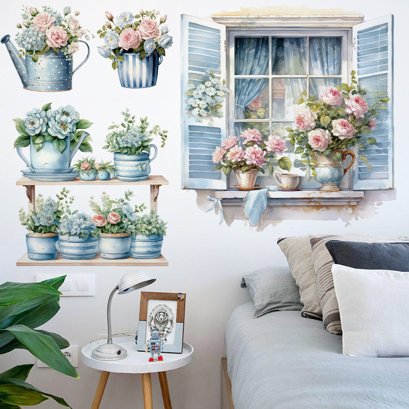 Floral window effect wall decoration