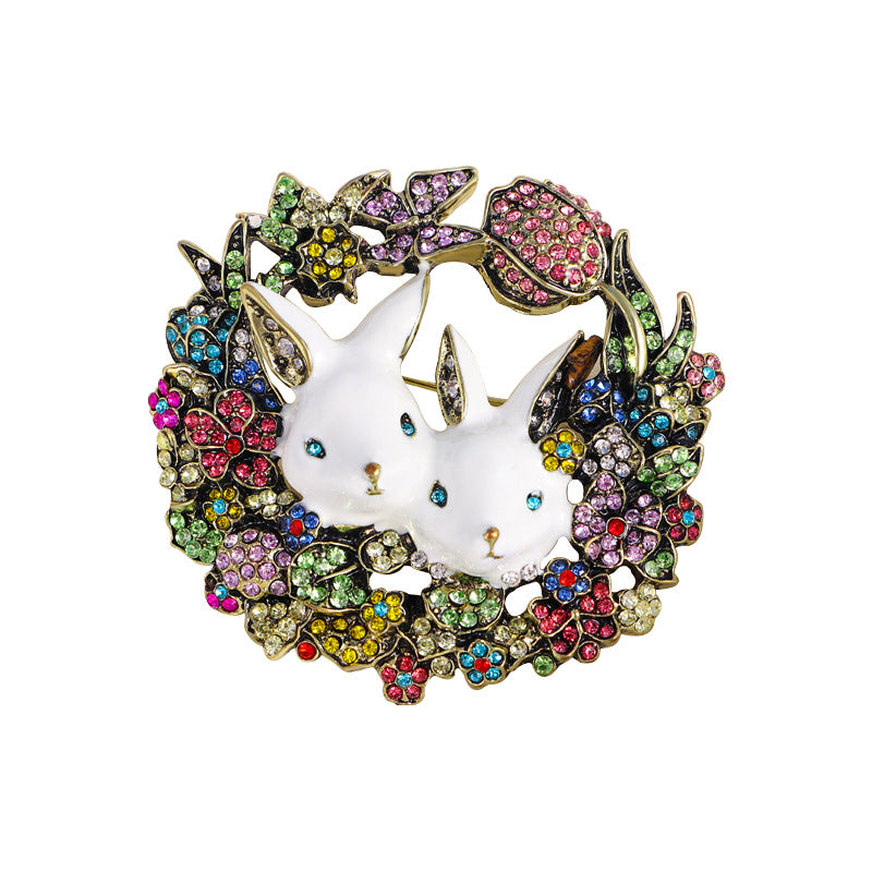 Elegant Rabbit Brooch with Sparkles