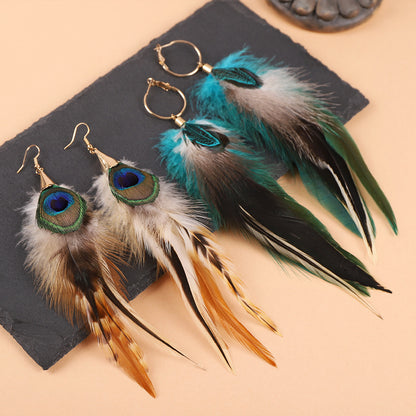 Multi-color feather earrings in bright hues