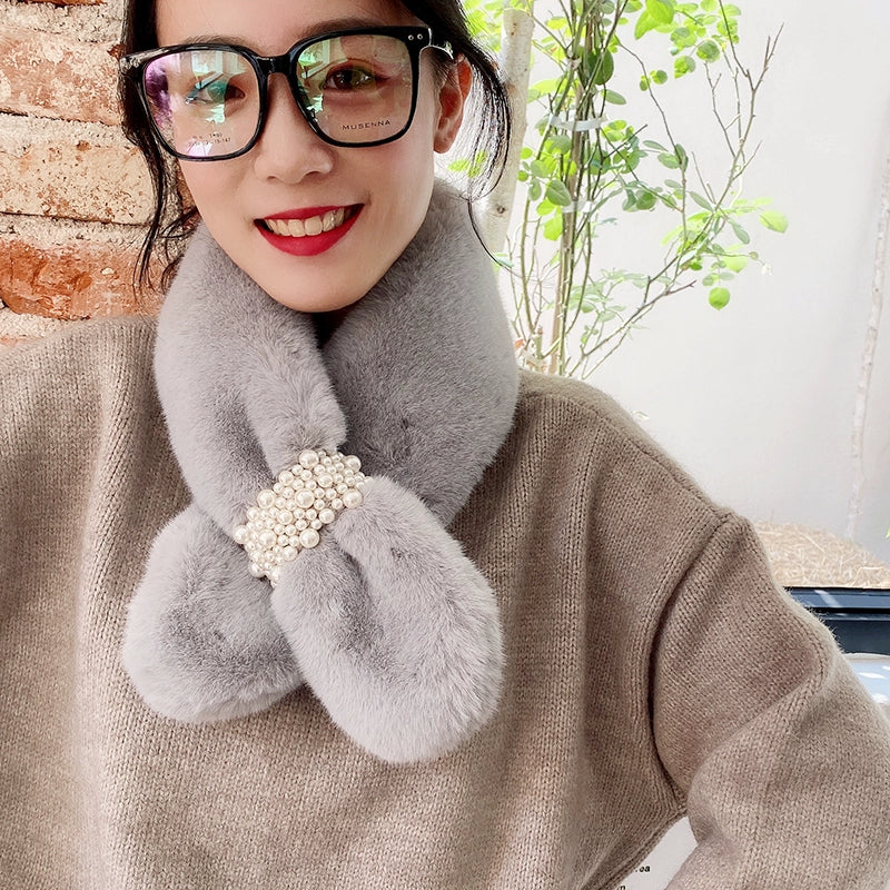 cozy neck warmer displayed on mannequin