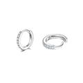 Silver White Zircon Hoop 10mm Pair