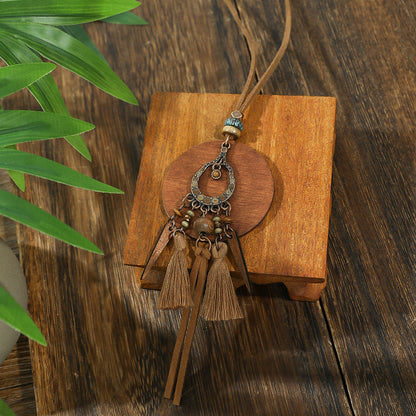 Bohemian long necklace with floral pendant image 1