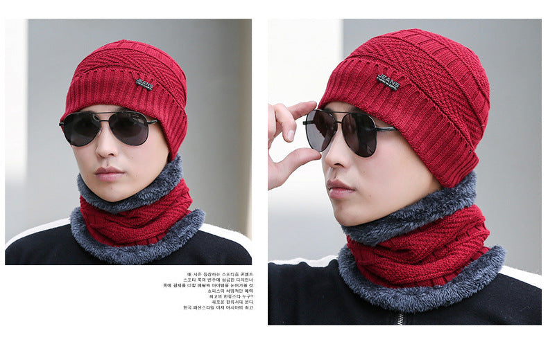 Gray winter hat set for men