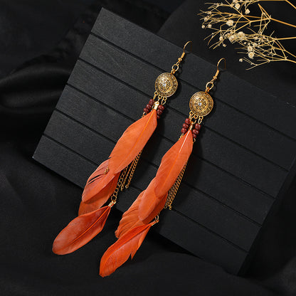 Vintage style feather earrings for women