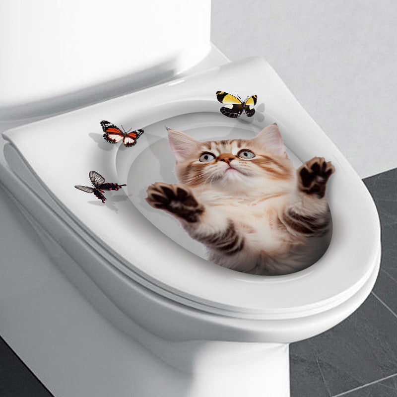 3D cat toilet sticker design 2