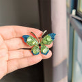 XZ0567-1 Rhinestone Butterfly Brooch - Green