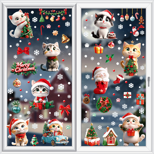 Adorable cat and star window stickers for the holidays