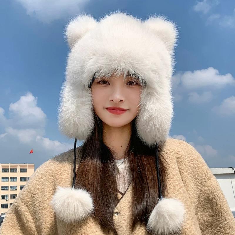 Soft synthetic fur winter hat image 4