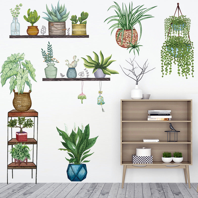 fresh green plant wall sticker design 7