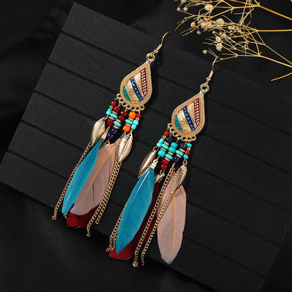 Bohemian tassel earrings blue color