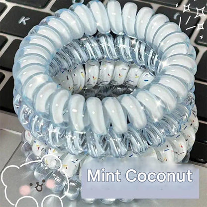 High elastic phone line hair tie in Strawberry color