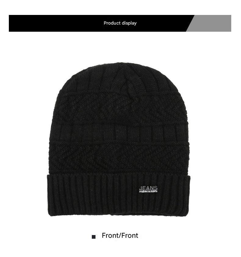 Men's winter knit beanie hat in black
