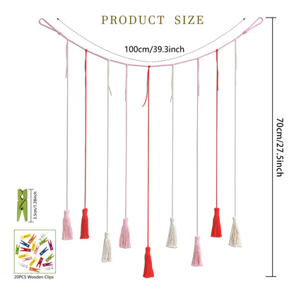 Wooden bead photo display hanging decor image 1