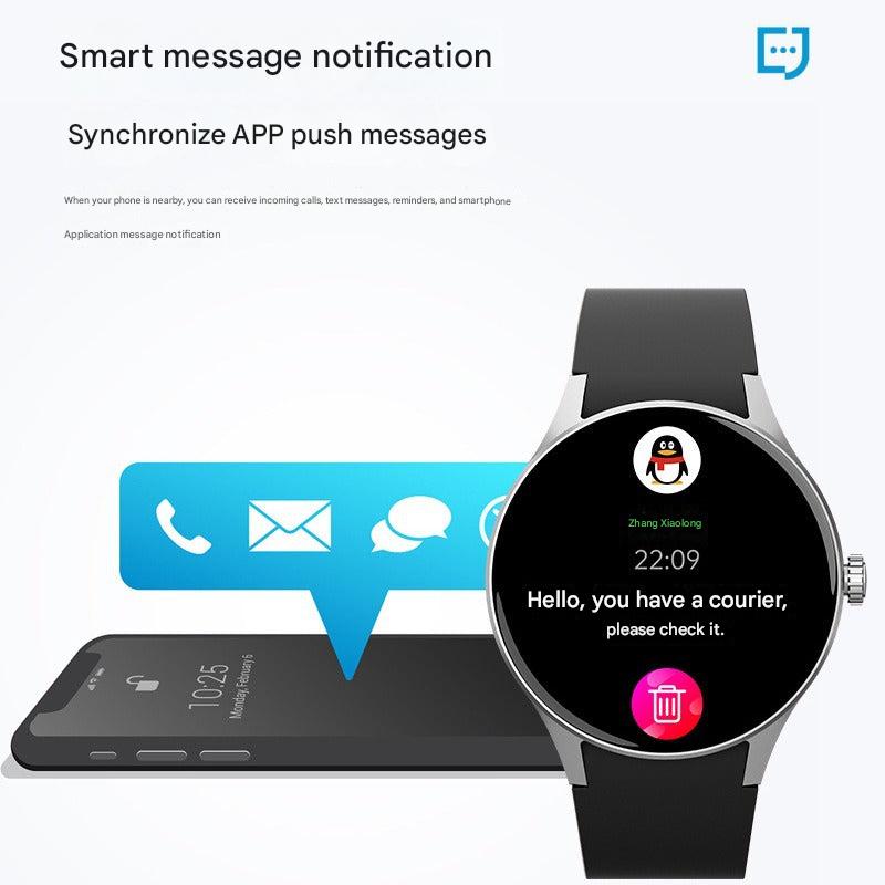 Smart fitness watch displaying health metrics
