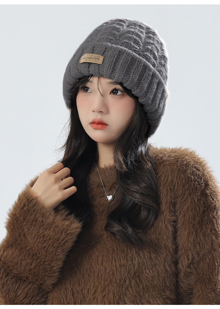 Cozy gray knit hat and scarf duo