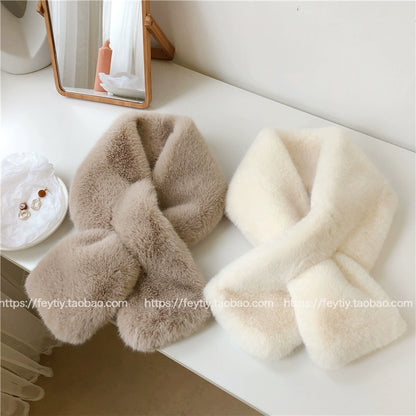soft pink faux fur neck warmer