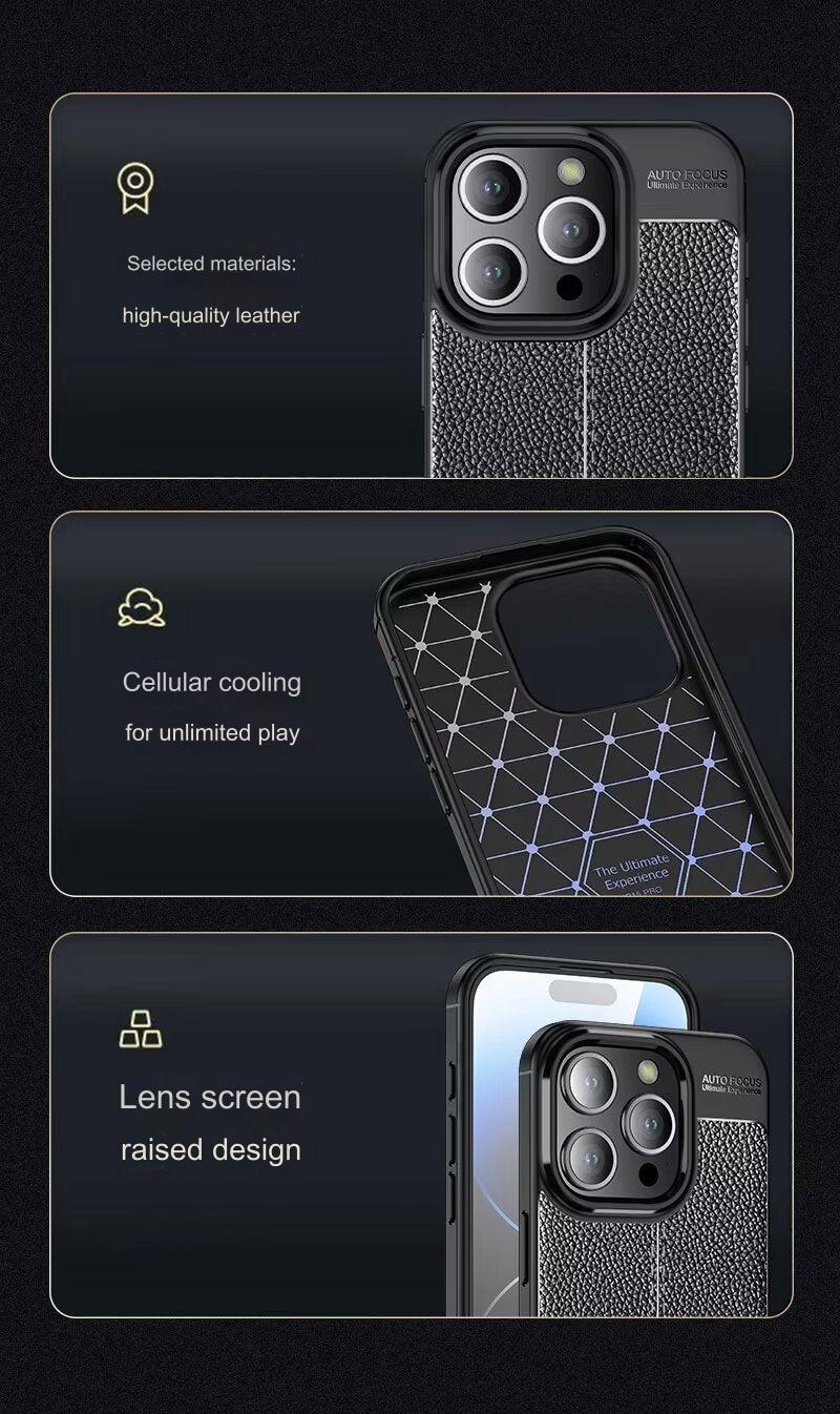 Premium TPU Leather Texture Phone Case for iPhone 15 & Samsung S24 Series - Shockproof and Slim Fit