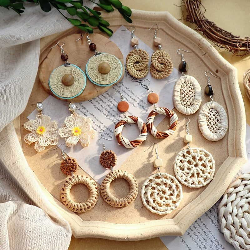 Handcrafted unique woven earrings