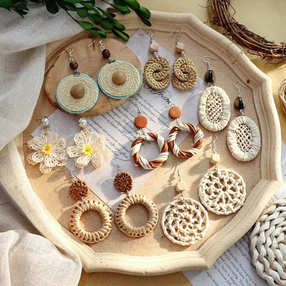 Handcrafted unique woven earrings