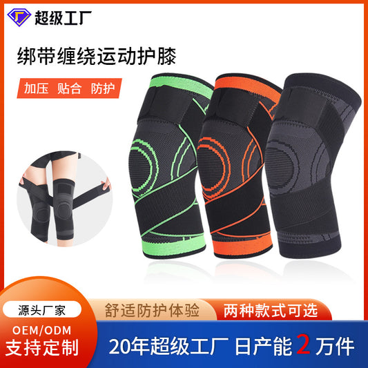 Compression knee brace in bright orange