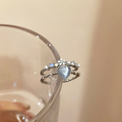 Luxury heart-shaped adjustable ring for women - image 1
