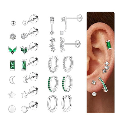 Stylish gold and silver earrings set