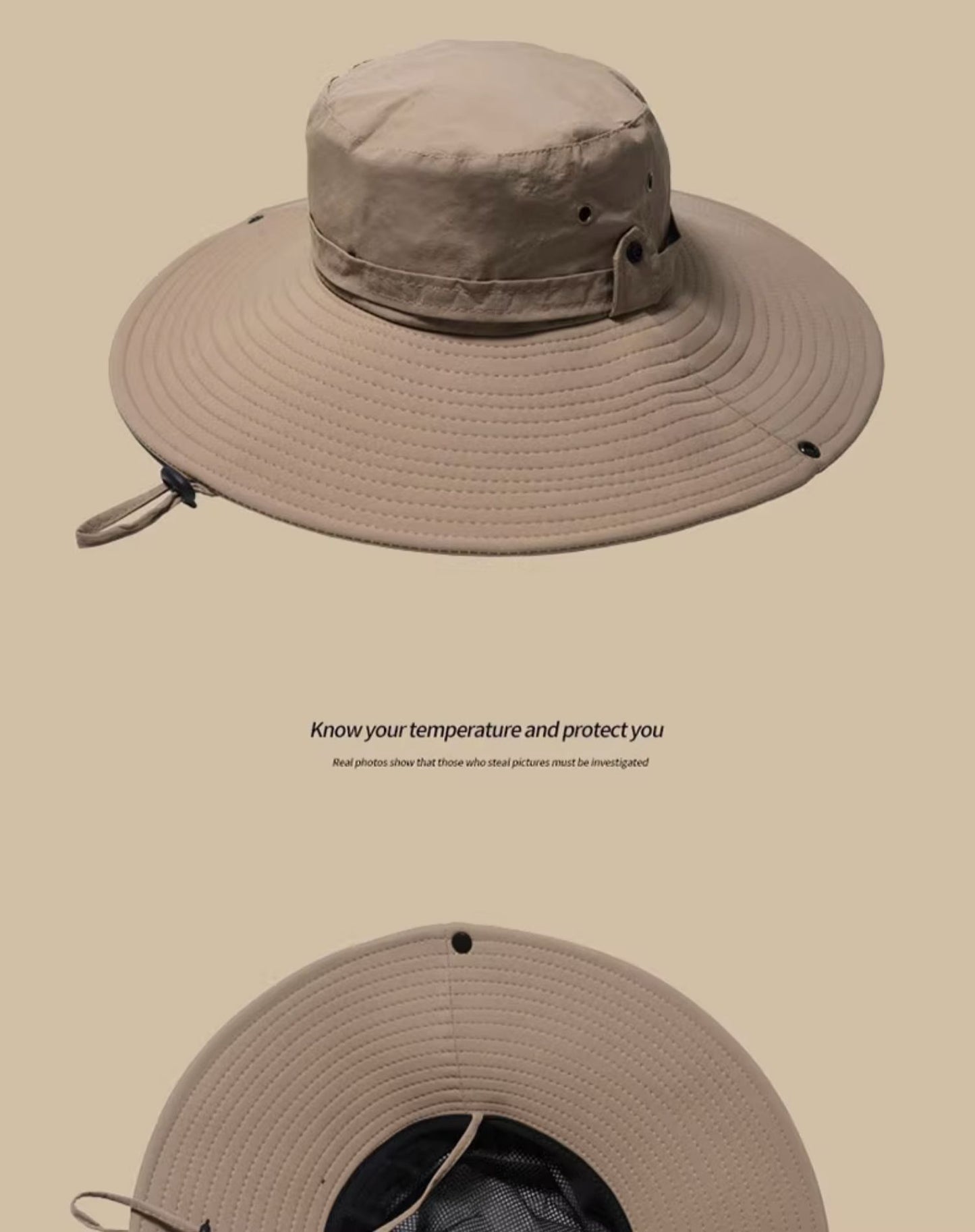 Gray wide brim hat for hiking