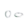 Silver Green Zircon Hoop 10mm Pair
