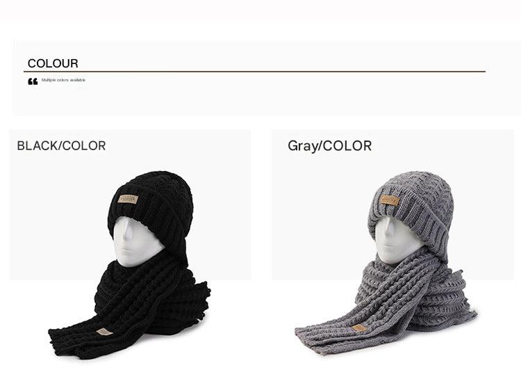 Red knit hat and scarf winter set