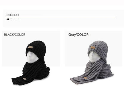 Red knit hat and scarf winter set