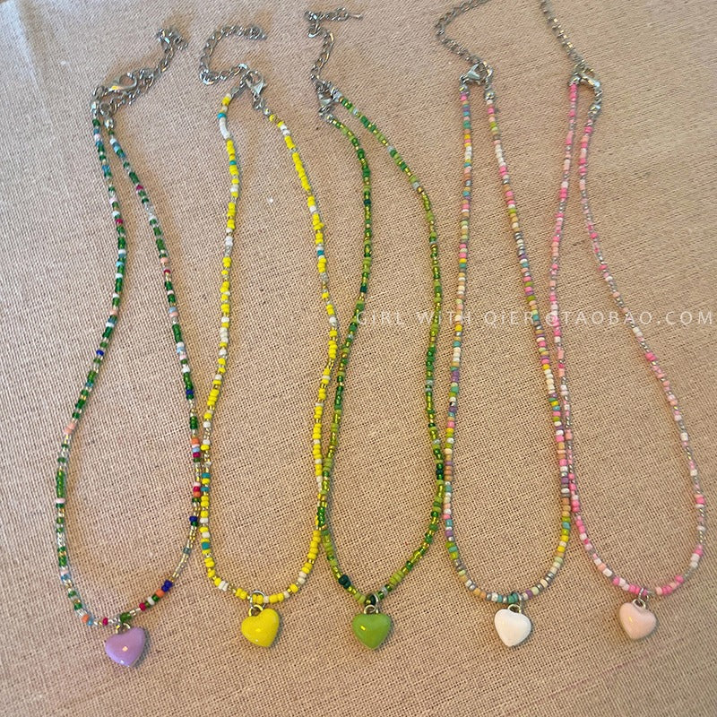Colorful Heart Bead Necklace Image 9
