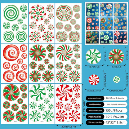 Colorful Christmas static cling decoration on window
