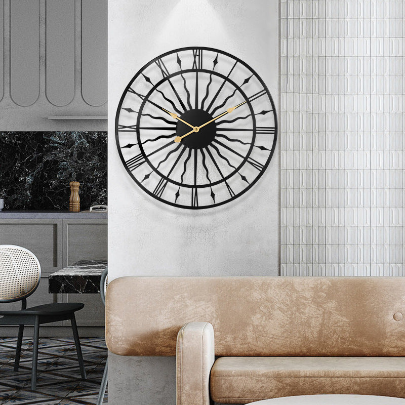 Metal clock with gold accents image 3