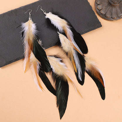 Stylish boho earrings with vibrant feathers