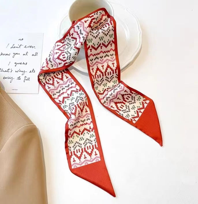 Floral patterned satin scarf for hair styling
