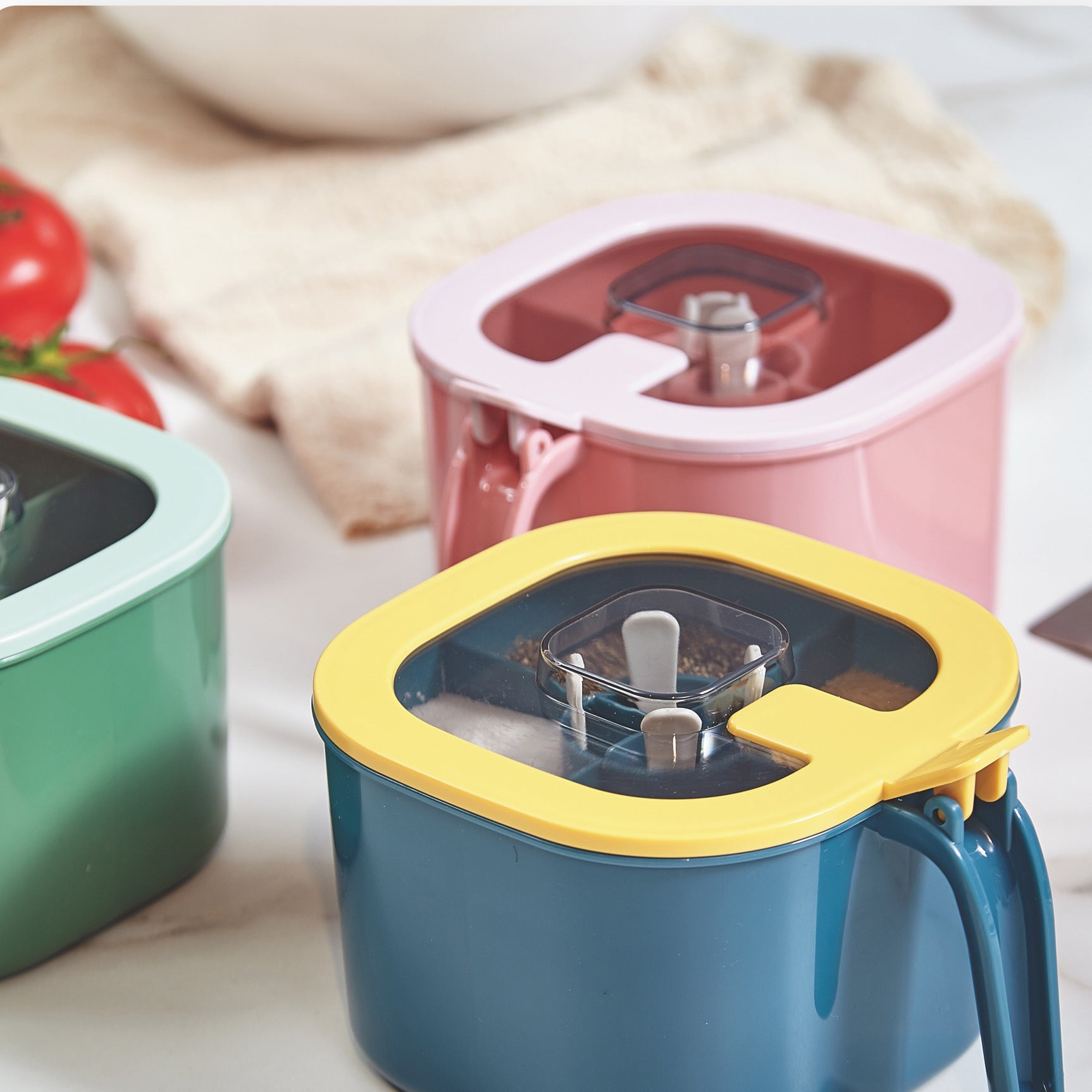 Durable plastic spice box with compartments