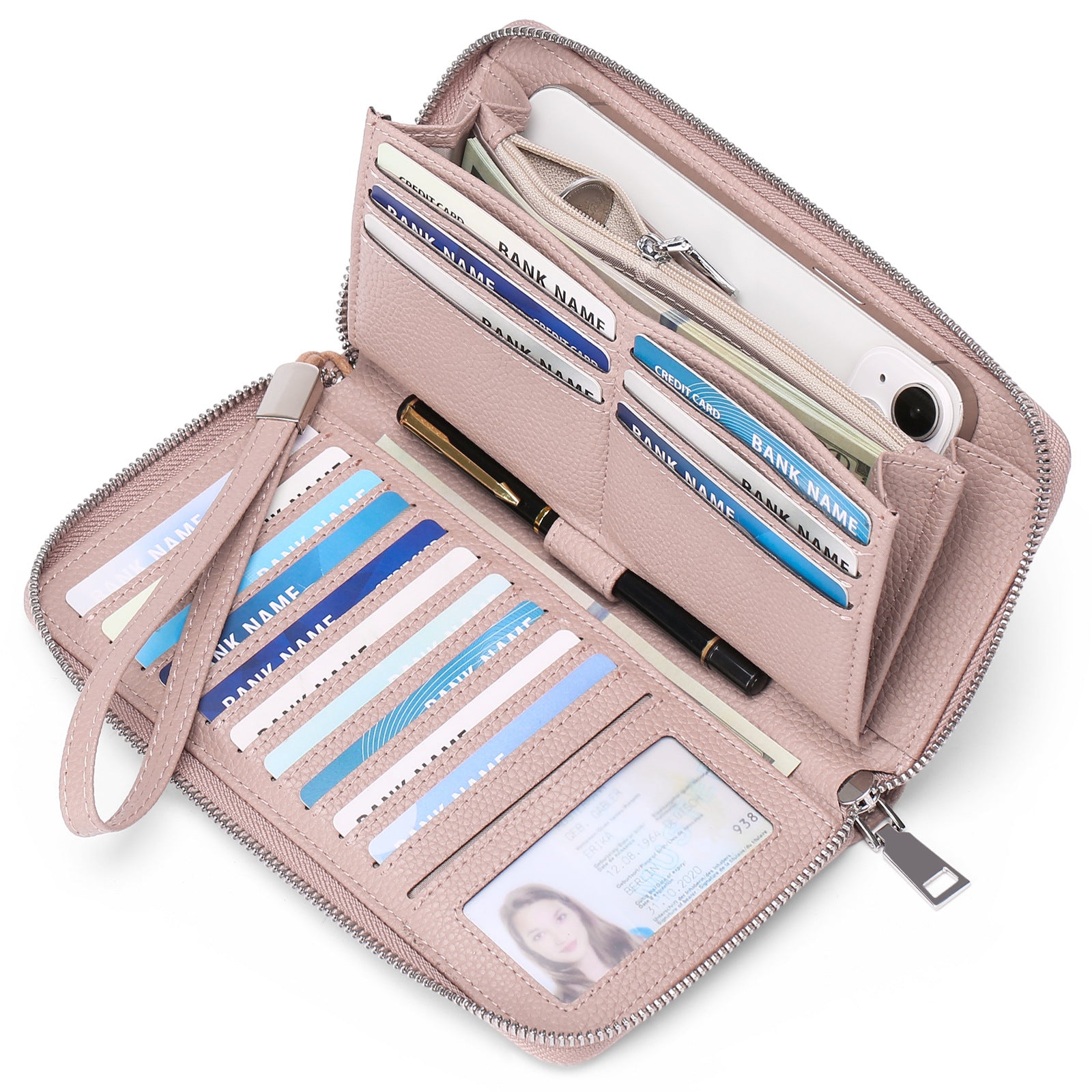 RFID wallet for women in khaki