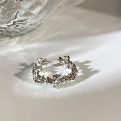 Silver Zircon Cross Ring front view