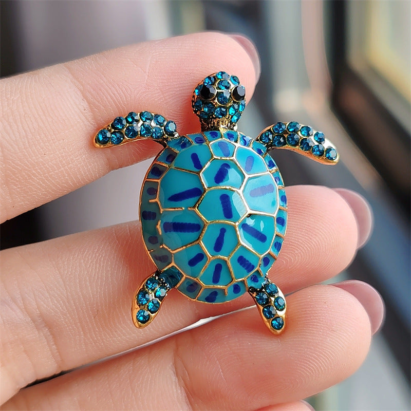 Enamel turtle brooch in blue color image 4