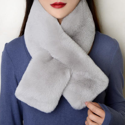 Lavish plush scarf against a snowy background